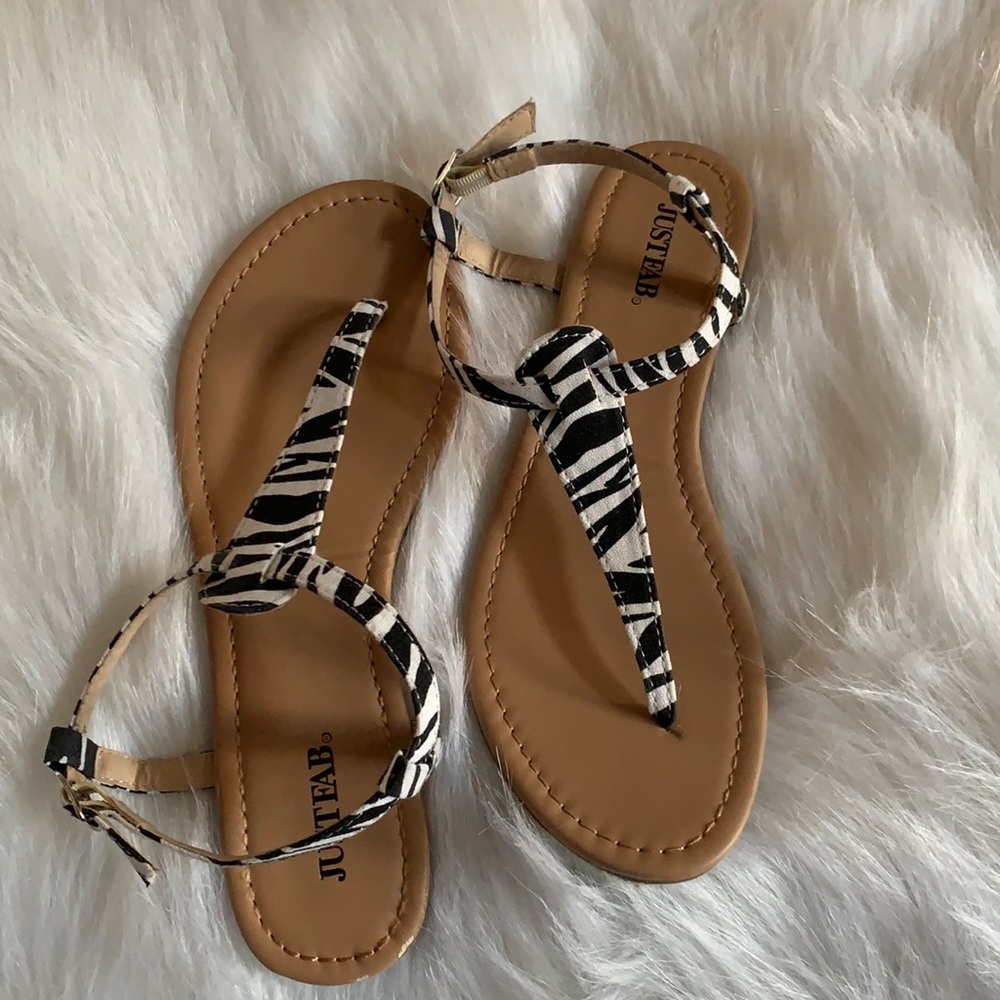 Zebra print thong sandals